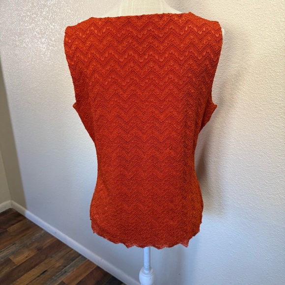 Calvin Klein Orange Chevron Sleeves Top - Size Large - Picture 4 of 14